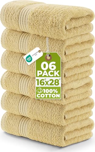 Image of Utopia Towels Cotton Hand Towels, 6 Pack Towels, 700 GSM (Beige)