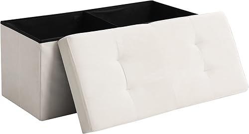 CUYOCA Banco otomano de almacenamiento, asiento plegable, reposapiés, banco de zapatos, extremo de cama con tapa abatible, espacio de almacenamiento