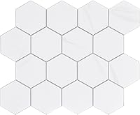 Vista 1 de Azulejos hexagonales de alta calidad para despegar y pegar, blanco impermeable para salpicaduras, azulejos de mármol autoadhesivos para cocina, baño