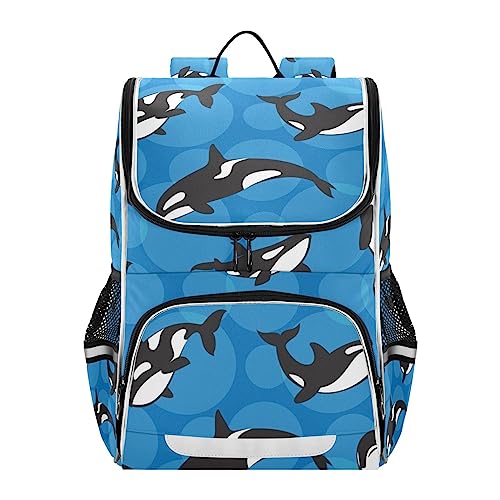 Mochila infantil para niñas y niños, orca asesina ballena sobre fondo azul, mochila escolar para estudiantes de primaria, bolsa de libros, A403