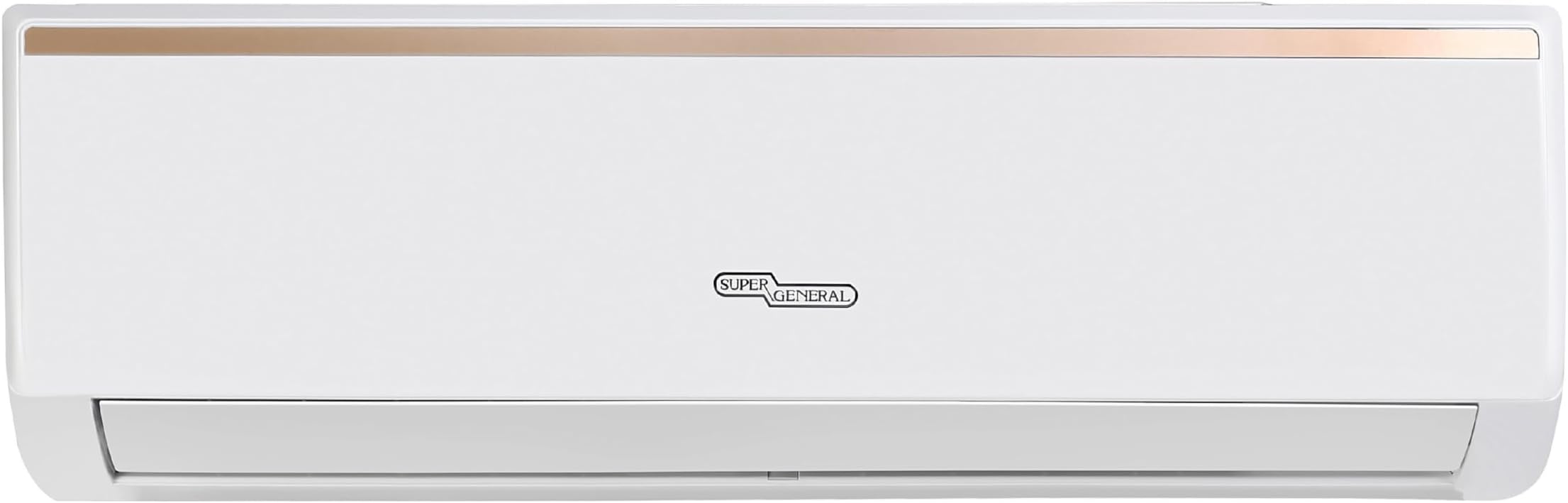 Super General 1 Ton Split Air Conditioner SGS121AE, Rotary Compressor, Tropical T3 12500 BTUs, 4 Way Swing, Auto Restart, Eco Mode, Gold Fin, Sleep Mode, Hidden Display, 108x21x30.6 cm(WxDxH), White