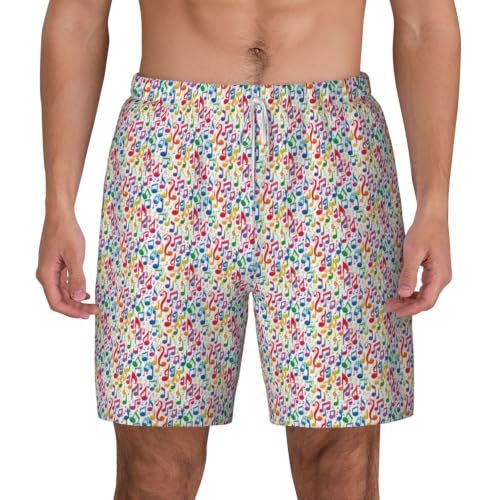 Short de bain homme notes de musique colorées séchage rapide