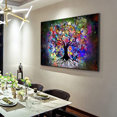 Tableau arbre de la vie coloré abstrait pour la décoration intérieure du salon moderne