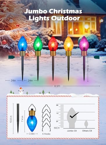 Luces Navideñas Jumbo C9 Multicolor para Exterior 8.5 ft miniatura 2