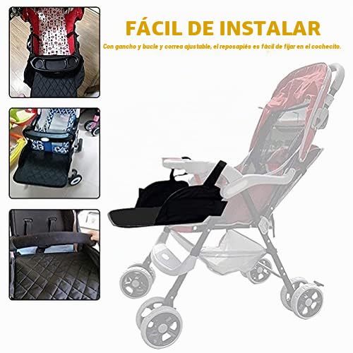 Reposapiés para Cochecito, Reposapiés de Extensión para Cochecito de bebé, Soporte para Pies Extraíble y Ajustable para Cochecito (BLACK)