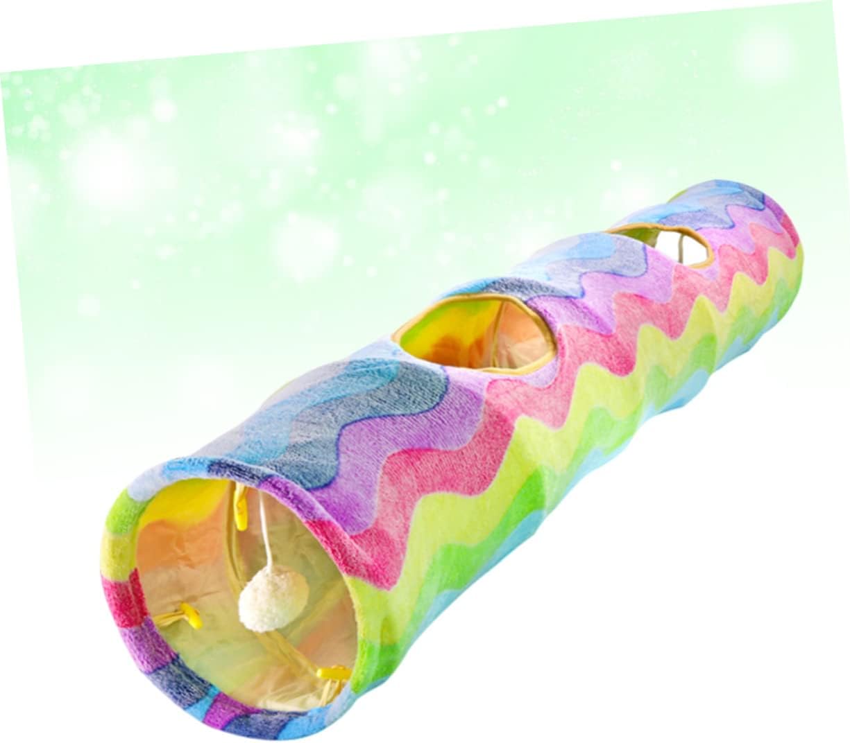 VICASKY Scratch Resistant Foldable Cat Tunnel with Sound Paper Rainbow Tube Toy for Indoor Cats and Kittens Fun Interactive Playtime Space-Saving Design
