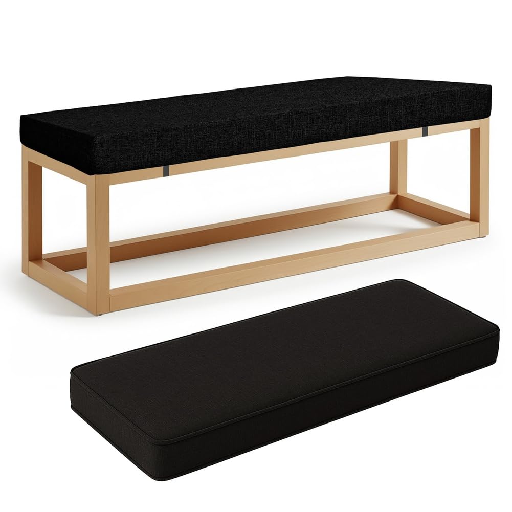 Coussin de banc d'extérieur en lin blanc 170x50x5 cm
