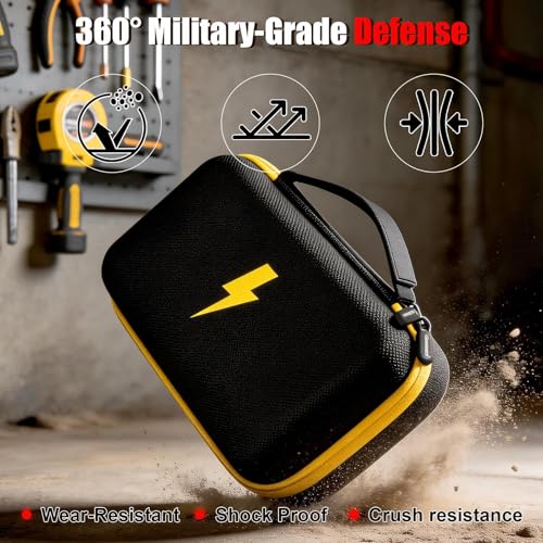 Image of Comecase Hard Multimeter Case for Fluke 87V MAX 87V 88V 179 with Holster | Divider & Zippered Mesh Storage for Test Leads, Probes, Workshop and Field Use, Black with Yellow Pocket, Case Only