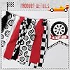 Race Car One Banner for High Chair, Fast One Highchair Birthday Banner Racing Cars Themed Birthday Party Decorations 1st Photo Backdrop with Black White Red Checkered Flags #3