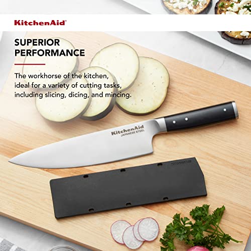 KitchenAid Gourmet Forged Triple Rivet Chef Knife with Custom-Fit Blade Cover, 8-inch, Sharp Kitchen Knife, Japanese Stainless Steel Blade, Black by KitchenAid - Image 2