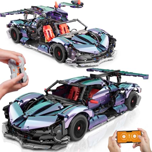 HiWEEGO Technik Ferngesteuerter Auto Bauspielzeug - 1:10 Skala 2.4 GHz Rechargeable Drift Racing Car 2036 Teile Rennauto Bausatz Modellauto Sammlermodell Geschenke für Erwachsene Kinder Jungen Männer