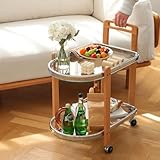 Mesa de centro rodante con estantes GE, elegante carrito de bar móvil para sala de estar, mesa de centro moderna para espacios pequeños, muebles versátiles para entretenimiento en el hogar