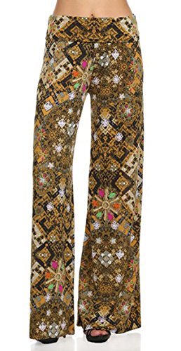 Yelete Women's High Waist Wide Leg Palazzo Pants with Foldover Waist Band