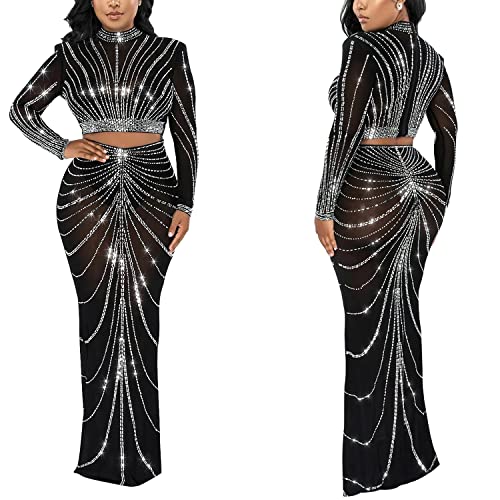 Image of PORRCEY Sexy Elegant Rhinestone Party Club Night Formal Dress for Women