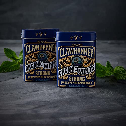 Clawhammer Organic Mints - Naturally Flavored Breath Mints - Intense Breath Freshening Candy Mints - Strong Peppermint, 30 Count Tin (Pack Of 12) #TOP2