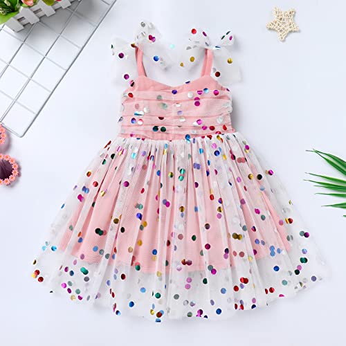 Boho 1St Birthday Outfit Girl Dress: Baby First Birthday Smash Cake Outfit Girl Toddler Rainbow Dress Princess Sleeveless Sundress Color Dots Tulle Tutu Skirt Newborn Baby Holiday Dresses Photoshoot #TOP1