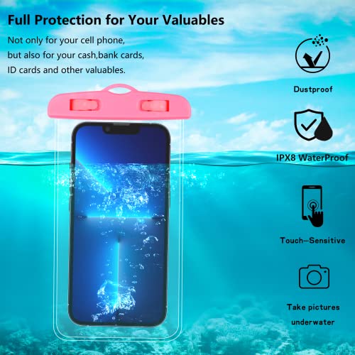 Vaks Waterproof Phone Pouch 2-Pack Universal Cellphone Waterproof Underwater Case Dry Bag For Iphone 13 12 11 Pro Max Xs Max Xs X Xr Samsung Galaxy Google Pixel Up To 6.9",Black+Pink #TOP3