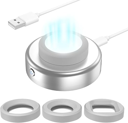 Solar Watch Fast Charger, Led Light Charging Solar Watches with Men, Women & Square 3 Size Caps Compatible Casio G Shock, Tough, Protrek, Seiko, Citizen, Garmin, Timex, Bering, FANMIS