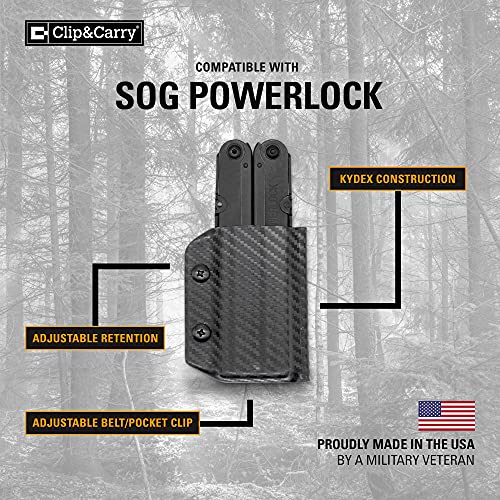 Clip & Carry Kydex Multitool Sheath For Sog Powerlock ~ Made In Usa (Multi-Tool Not Included) Multi Tool Holder Holster (Black) #TOP1