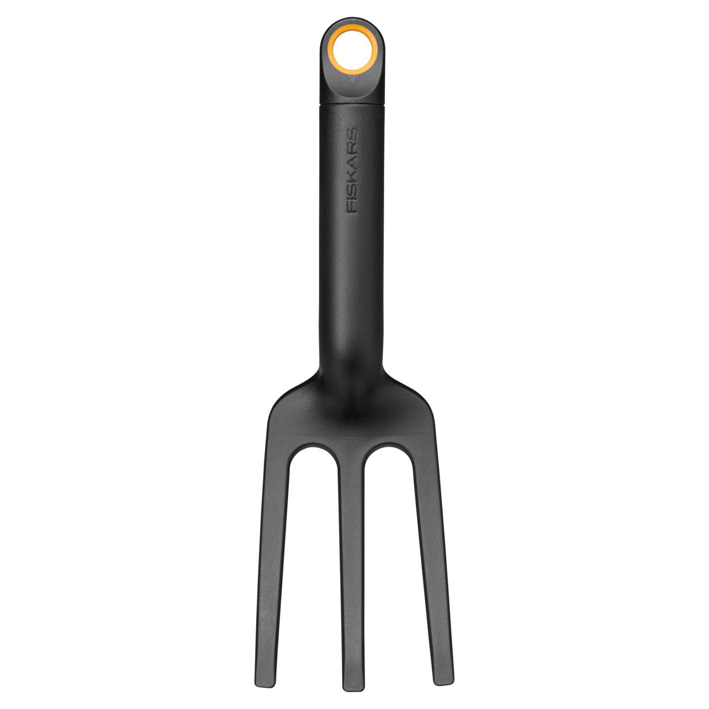 Fiskars Horca para malas hierbas con 3 púas, Longitud: 28 cm, Plástico reforzado con fibra de vidrio, Negro/Naranja, Solid, 1072103