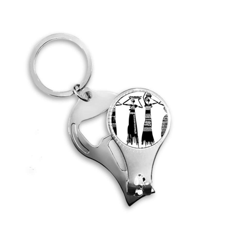 Pince à ongles totem noir africain avec décapsuleur intégré et porte-clés