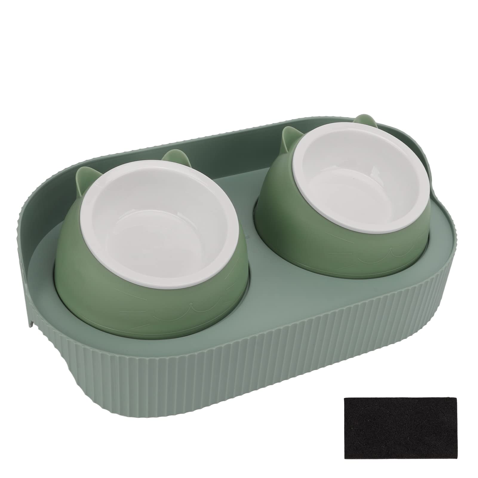 Set di Ciotole per Animali in Ceramica con Ciotole Doppie per Cani e Gatti, Mangiatoie per Animali Antispruzzo per Uso Alimentare, HIPS Resistente e Ceramica, 2 unità con Supporto (Fondo