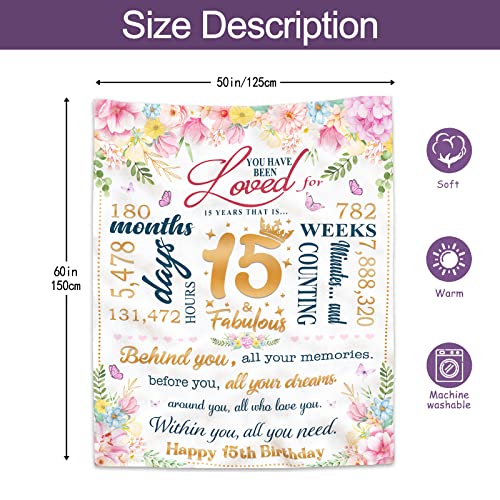 Ruvinzo 15 Year Old Girl Gifts, Gifts For 15 Year Old Girls, Sweet 15Th Birthday Gifts For Teen Girls, 15 Year Old Girl Unique Gift Ideas, Cool Birthday Gifts Blanket 60” X 50” For 15 Year Old Girl #TOP2