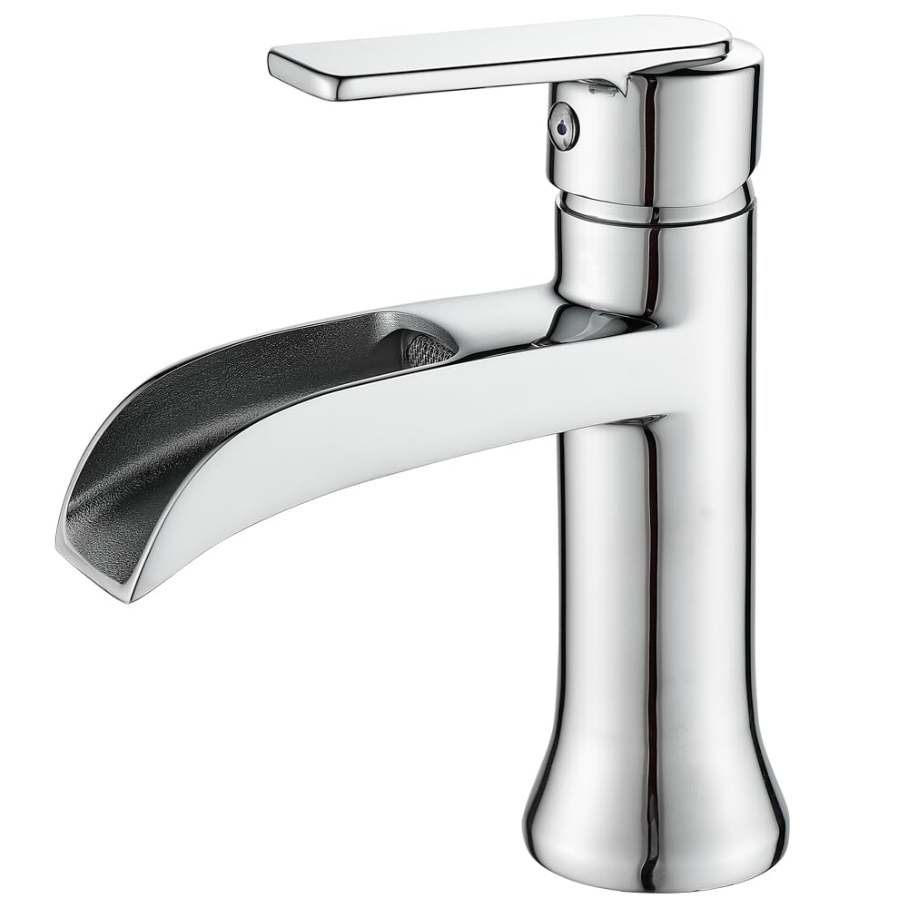 Maynosi Waterfall Bathroom Basin Mixer Tap, Mono Modern Bathroom Sink Tap with Waterfall Spout