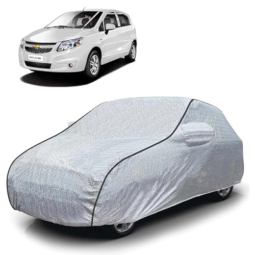 Image of Sulfar 100% Waterproof Car Body Cover Compatible with Mirror for Chevrolet Sail UVA (Triple Stitched, Full Bottom Elastic, Magic Silver with Black Piping)