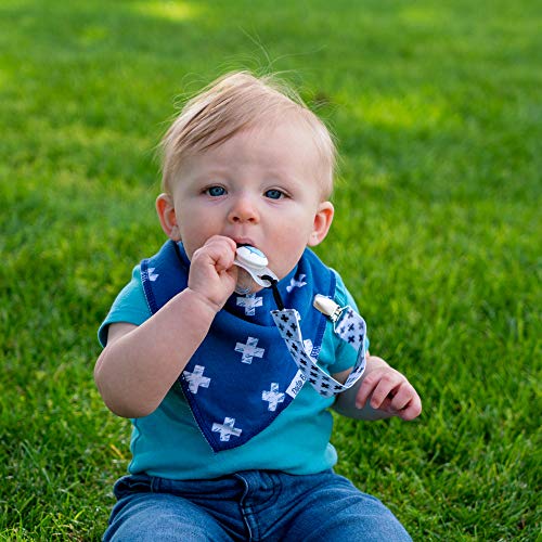 Dodo Babies Baby Bandana Drool Bib Set - 4pc Infant Bibs with 2 Pacifier Clips, Binky Case, Gift-Ready Bag - Soft Absorbent Cotton with Polyester Back - Adjustable Buttons to Fit 3-24 -Month Old Boys - Thumbnail 5
