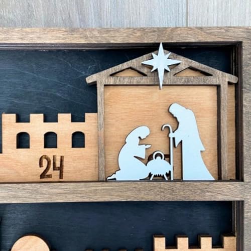 Calendrier de l'Avent crèche de Noël en bois 3D, idée cadeau