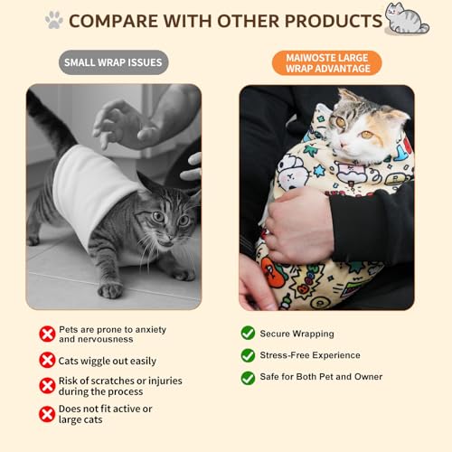 Image of 35.5 inch Extra Large Cat Grooming Wrap - Anti-Escape Cat Wrap for Cutting Nails, Brushing & Medication - Soft, Comfortable, Reusable, Self-Adhering, Holds Cats Up to 22lbs (Elephant Cat)