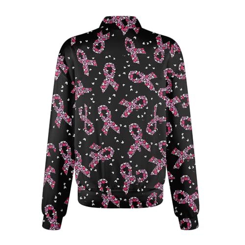 Scrub Jackets for Woman Zip Up Long Sleeve Tops Print Plus Size Womens Scrubs for Women Nursing Shirts with Pockets