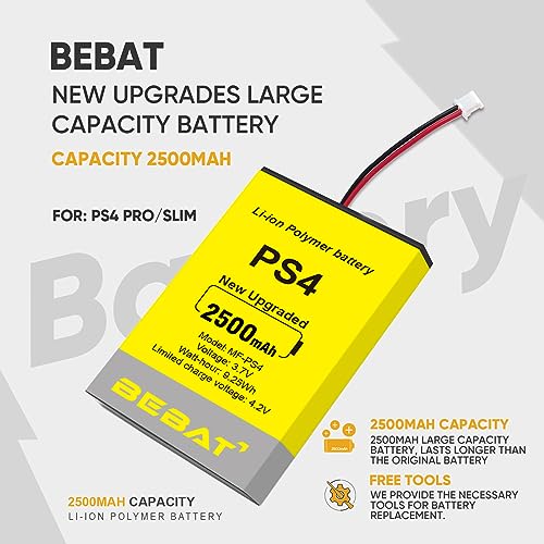 Bebat 2Pcs Ps4 Controller Battery,2500Mah Replacement For Ps4 Pro Slim Controller 2016 (Or Newer) Cuh-Zct2 Or Cuh-Zct2U With Tool Kits,Not Compatible With Ps4 Wireless Controller 2015 And Before thumb #5