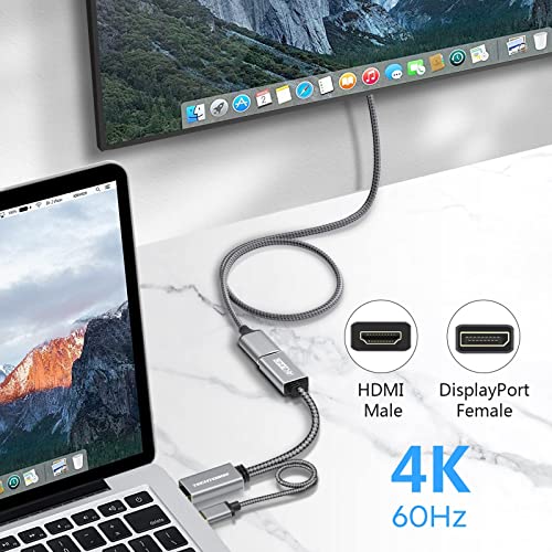 Techtobox Hdmi To Displayport Adapter 4K@60Hz [Braided, High Speed] Hdmi Male To Dp Female Converter Cable Compatible For Pc Graphics Card Laptop Mac Mini Ns Ps5/4 Xbox One/360 #TOP1