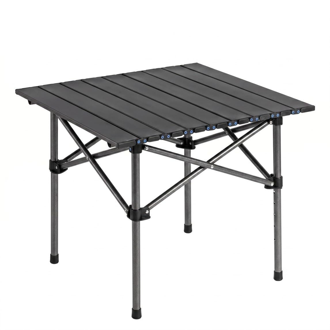 Mesa de Camping Enrollable de 19, 69 x 19, 69 Pulgadas con Marco de Acero al Carbono, Mesa Auxiliar pequeña Plegable portátil para Picnic al Aire Libre, Playa, mochilero, Negro