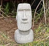 Large Easter Island Head Sculpture - Moai Bust Tiki Figure Concrete Moai Heads Rock Faces Garden Decor Outdoor Statue - Gray