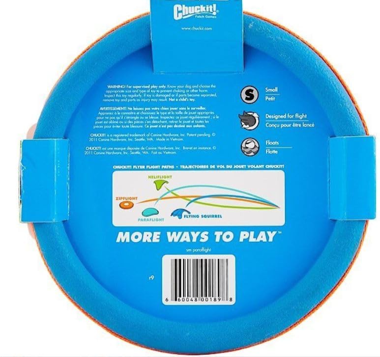 Image of Chuckit! Paraflight Flying Disc Dog Toy - Water Floating Flyer - Durable Nylon Construction with Soft Rubber Edges - for Small and Medium Dogs - Size Small - 6.75 inch L x 6.75 inch W (Pack of 2)