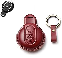 Vista 8 de SANRILY Funda protectora para llave de auto Mini Cooper 2016-2021 Clubman Countryman de techo rígido convertible sin llave con llavero de gato