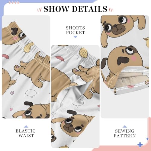 Boys' Pants Funny Pug Dog and Duck White Long Bottoms Jogger Pants Elastic Waist Trousers with Pockets S-XL4