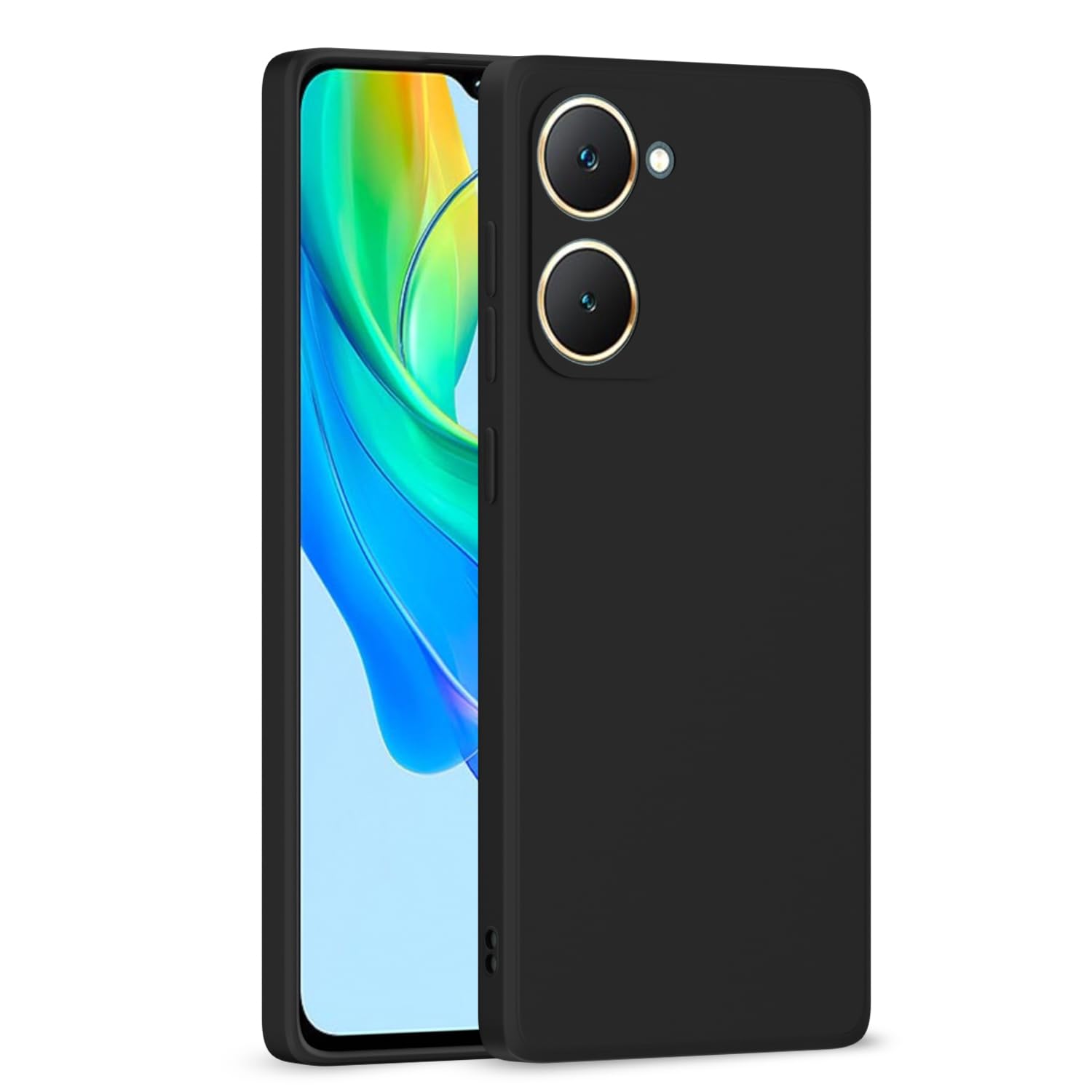 Amazon Basics Back Cover for iQOO Z9 Lite 5G | Vivo T3 Lite 5G | Vivo Y18 | Y18e | Y03 | Shockproof | Soft Matte Liquid Silicone | Camera Protection Bumper Case (Black)