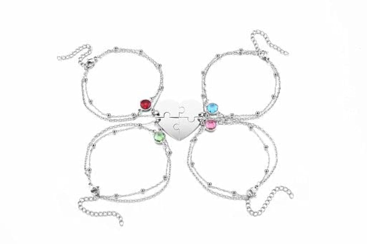 PESOENTH Best Friend Bracelets for 2/3/4 Girls Matching Heart Puzzle Bracelets Friendship BFF Birthday Christmas Gifts for Women