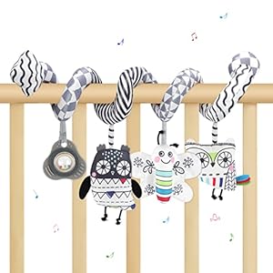 Topretty Kinderwagen, speelgoed voor baby’s, hangend speelgoed, spiraalbed, kinderwagen, speelgoed met 4 delen, pluche…