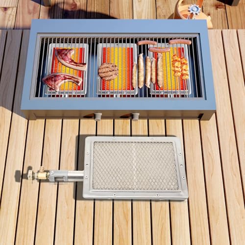 QAVODB Barbacoas quemador lateral infrarrojo, quemador de gas para camping, quemador de cerámica infrarroja, parrilla de gas, calentador de cerámica, 22 x 17 cm
