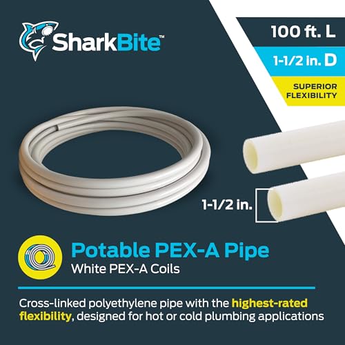 Image of SharkBite 1-1 /2 Inch x 100 Feet White PEX-A, Made in the USA, Flexible Water Pipe Tubing for Plumbing, UA90W100