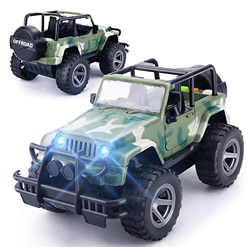 UXRPTU Car Toy 1:16 Off-Road Military Fighter Friction Powered Toy Vehicle with Fun Lights & Sounds (Green)