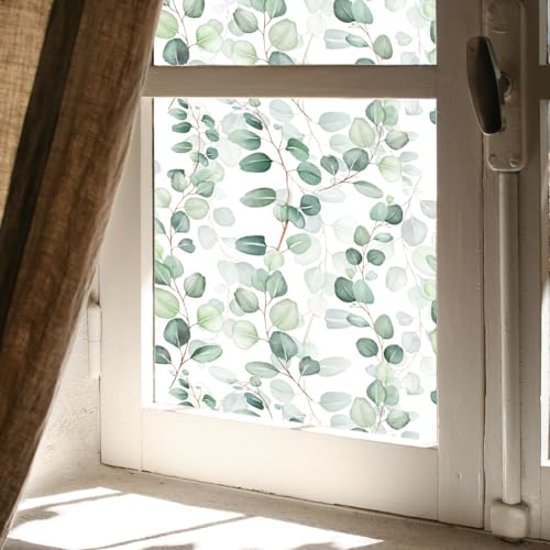 Película para ventana decorativa hojas verdes 59x17.7 in miniatura 3