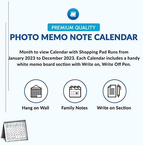 2023 Photo Memo Note Calendar Spiral Bound Hanging Organiser Reminder Board with Write on Wipe Off Pen- Design at Random,