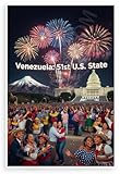 Venezuela 51st U.S. State Fireworks Celebration Crowd 12x18 US Made Poster