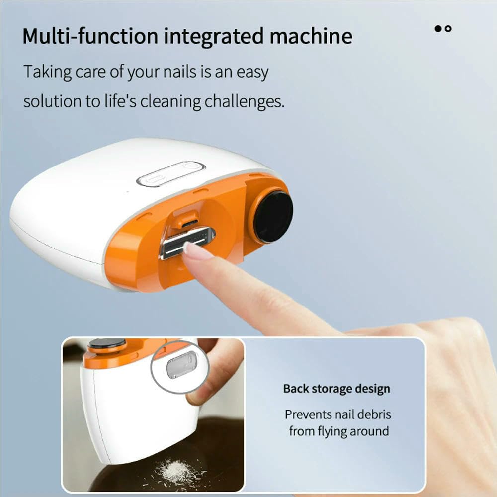 DYRBF - Cortaúñas eléctrico automático, multifunción, pulido de uñas, carga USB, cortador automático de uñas con luz